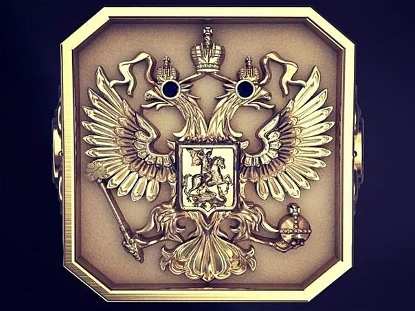 Прорисовка герба для щитка печатки крупным планом до переноса в металл