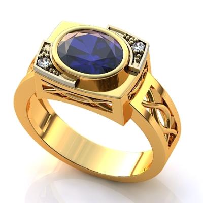 Перстень с бриллиантами и топазом Swiss Blue