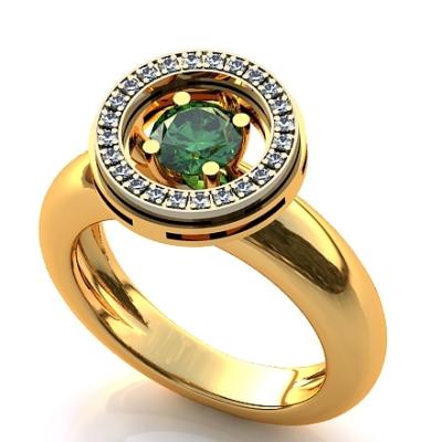 Кольцо с бриллиантами и рубином R330