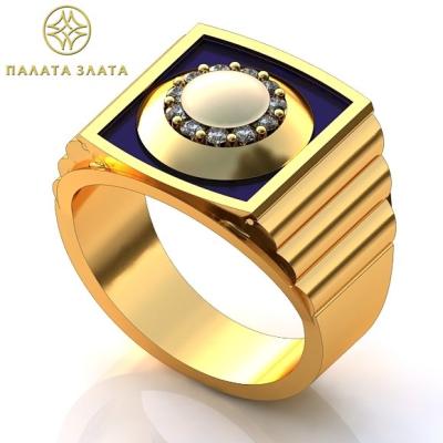 Перстень с бриллиантами и эмалью