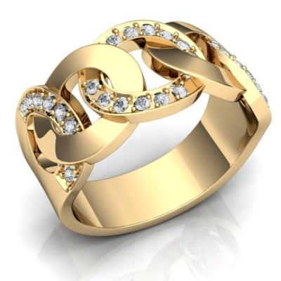 Кольцо "Переплетение" с бриллиантами R1238