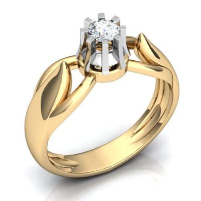 Кольцо с крупным бриллиантом R578