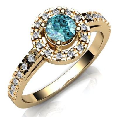 Кольцо с топазом London Blue и бриллиантами R816