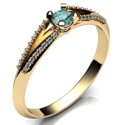 Кольцо с топазом Swiss Blue и бриллиантами R906
