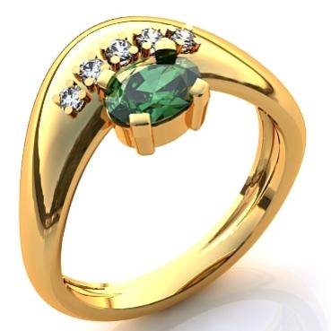 Кольцо с рубином и бриллиантами R199