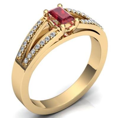 Кольцо с бриллиантами и рубином R1180