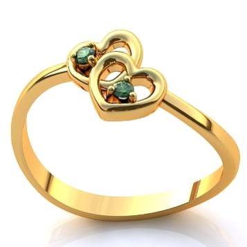 Кольцо "Сердца" с рубинами R138