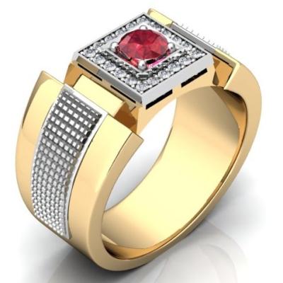 Кольцо с бриллиантами и рубином R1196