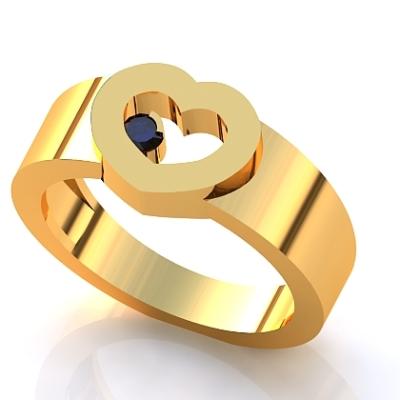 Кольцо "Сердце" с сапфиром R435