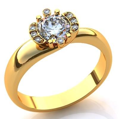 Кольцо "Алмаз" с бриллиантами и горным хрусталем R553