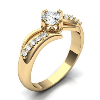 Кольцо с бриллиантами и горным хрусталем R539