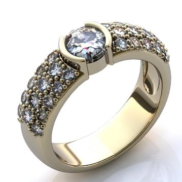 Золотое кольцо с бриллиантами R350