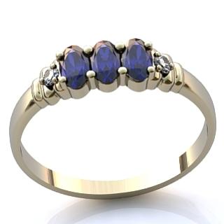 Кольцо с топазами Swiss Blue и бриллиантами R120