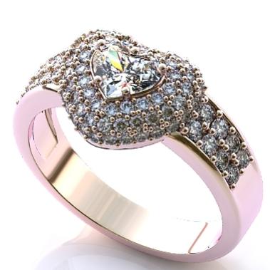 Золотое кольцо "Сердце" R254
