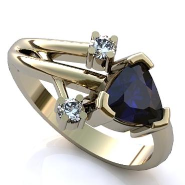 Кольцо с топазом London Blue и бриллиантами R345