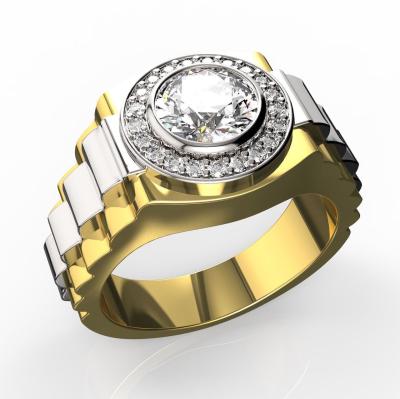 Золотой перстень "Ролекс" с камнями Swarovski