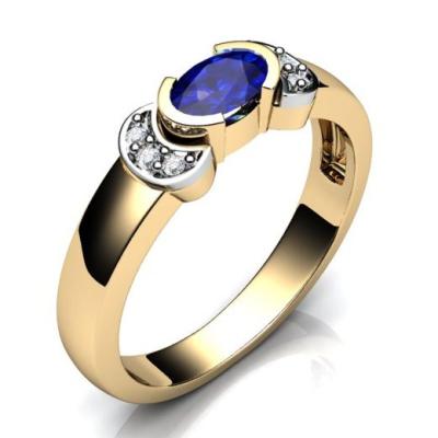 Кольцо с топазом London Blue и бриллиантами R747