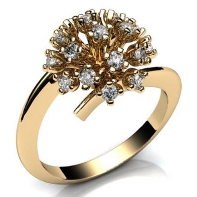 Кольцо с бриллиантами "Хризантема" R639
