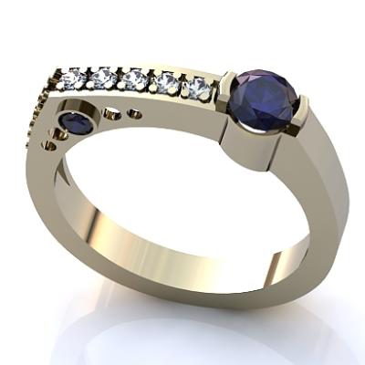 Кольцо с топазами London Blue и бриллиантами R181
