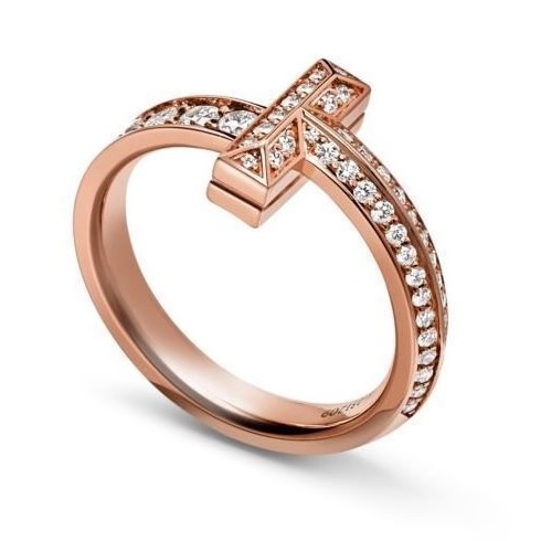 Женское кольцо Tiffany T Ring из розового золота с бриллиантами