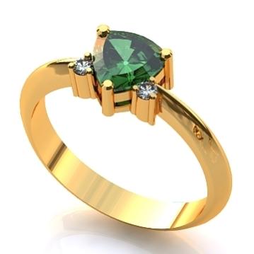 Кольцо с бриллиантами и изумрудом R396