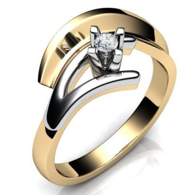 Золотое кольцо с бриллиантом R761