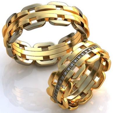 Обручальные кольца дорожкой бриллиантов O422