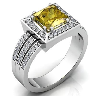 Кольцо с бриллиантами и цитрином R1189