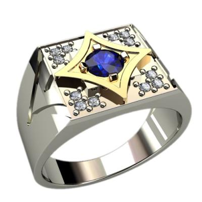 Перстень с корундом и swarovski