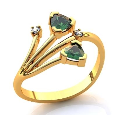 Кольцо с бриллиантами и гранатами R114