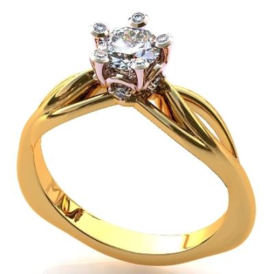 Кольцо с бриллиантами и горным хрусталем R549