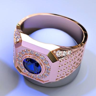 Перстень мужской с корундом сапфира "Маршалл"